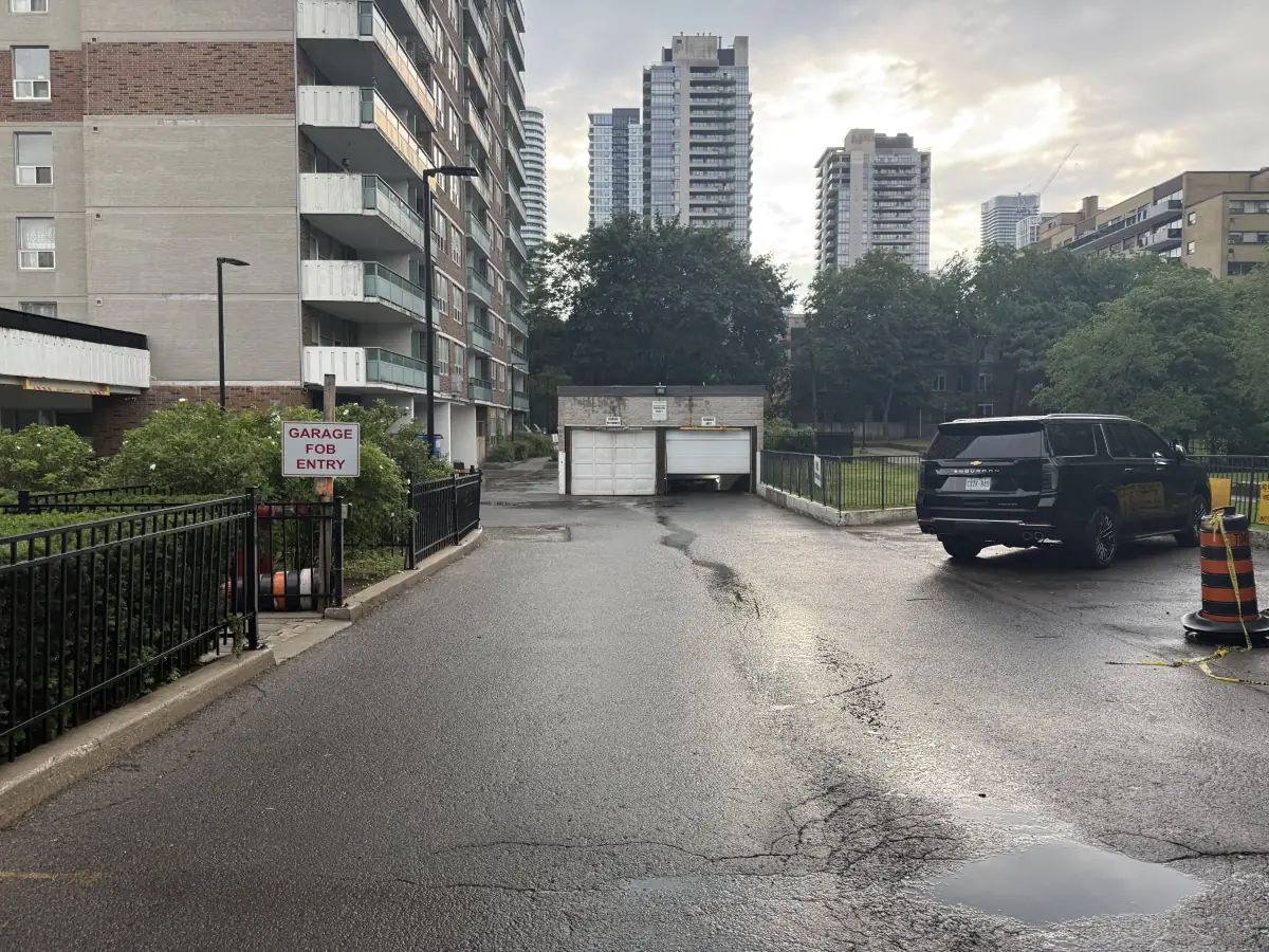 Garage entrance. Tap your fob on the Garage Fob Entry reader.