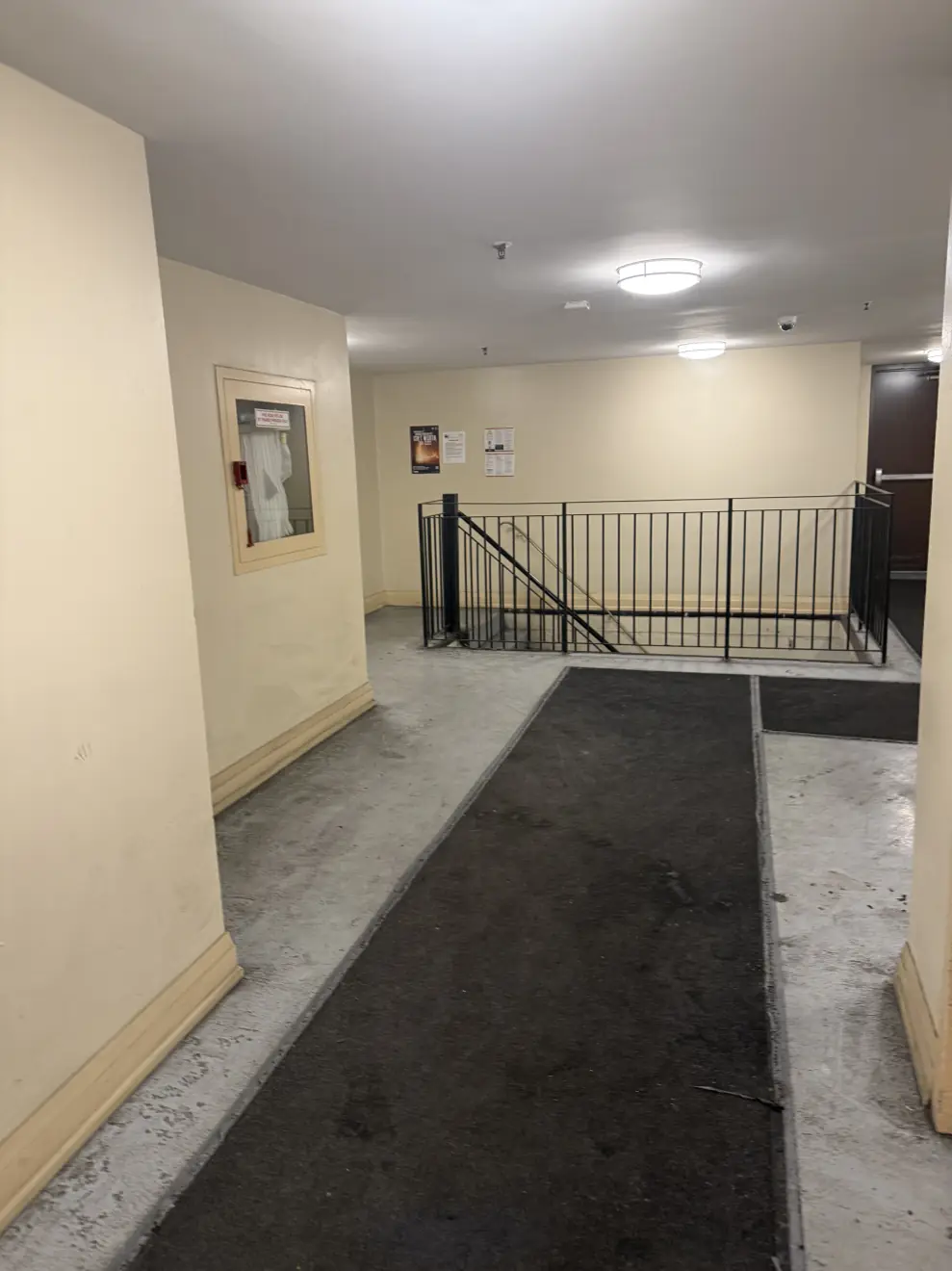 Take the stairs down.