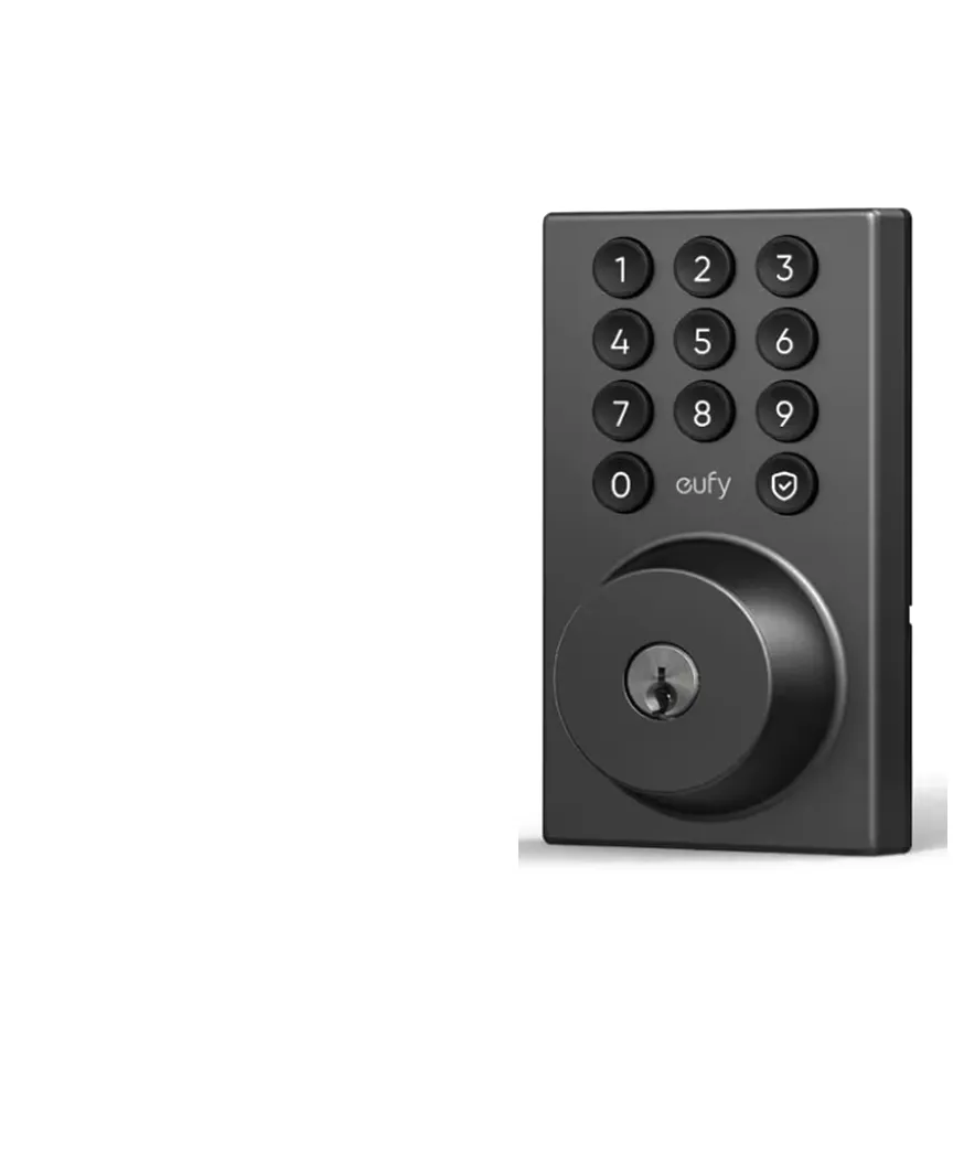 Eufy keypad deadbolt. 1. Enter your 4 digit code. 2. Press the checkmark to unlock. 3. To lock, press the checkmark (no code needed).