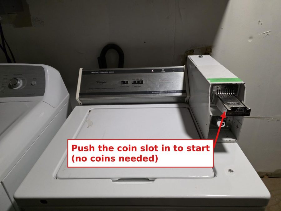 Push the coin slot in to start the washer