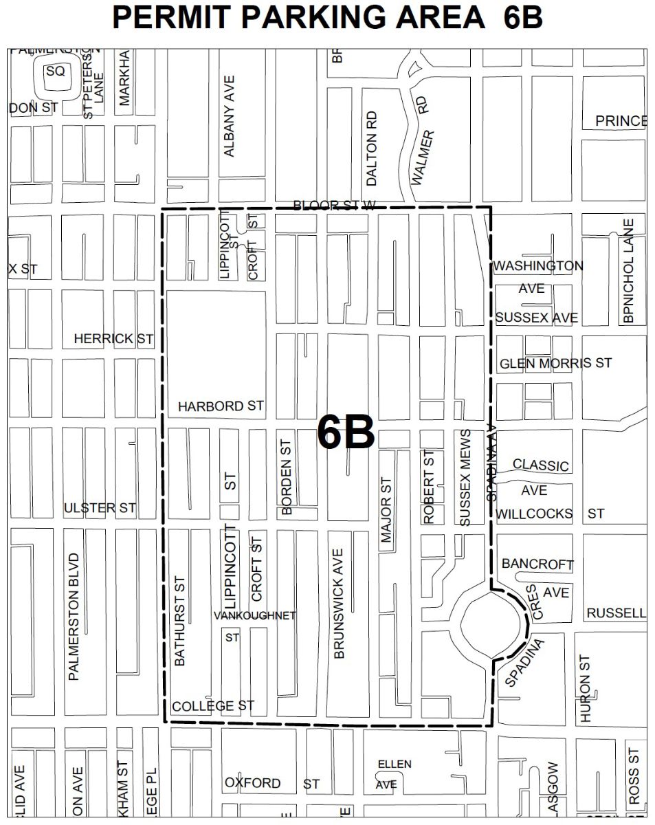 Map of Permit Parking Area 6B