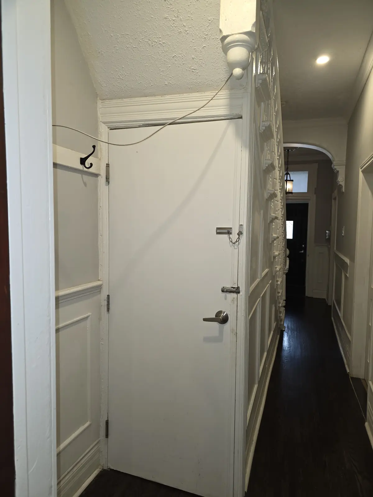 Back hallway. Your unit is at the end of the hall. The door on the left goes to the basement, staff only.