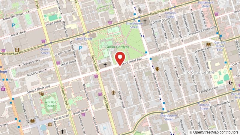 Map of 159 Gerrard Street East, Toronto