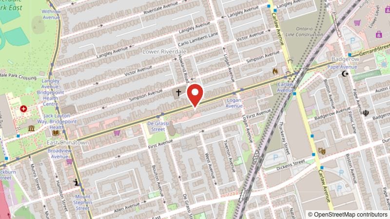 Map of 749 Gerrard Street East, Toronto